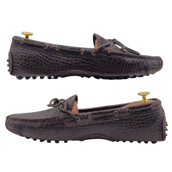 Cole Haan Men\'s 12D Brown Crocodile Embossed Leather Dress Shoes Driving Loafers main image 9